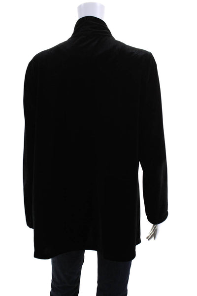 Calvin Klein Womens Velvet Long Sleeve Draped Hem V-Neck Cardigan Black Size 0X