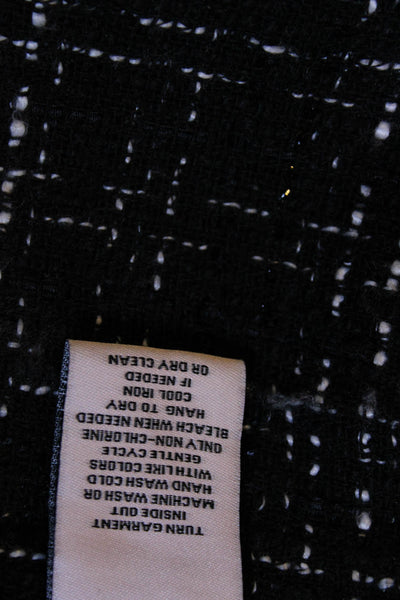 Nanette Lepore Womens Tweed Plaid Print No Button Blazer Jacket Black Size S