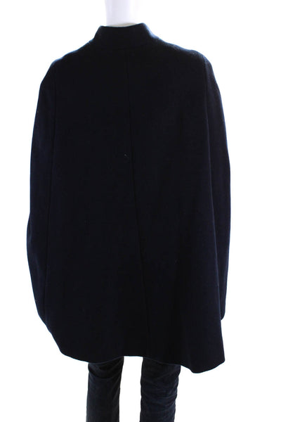 L'Agence Womens Wool Double Breasted Slit Buttoned Cape Jacket Navy Size XS