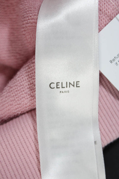 Celine Womens Cotton Graphic Print Front Pocket Pullover Hoodie Pink Size XS
