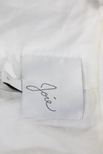 Joie Womens Linen V-Neck Notch Collar Button Up Blaser Jacket Cream Size 0