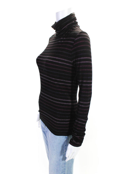 Veronica Beard Womens Black/Pink Striped Turtleneck Long Sleeve Blouse Size XS