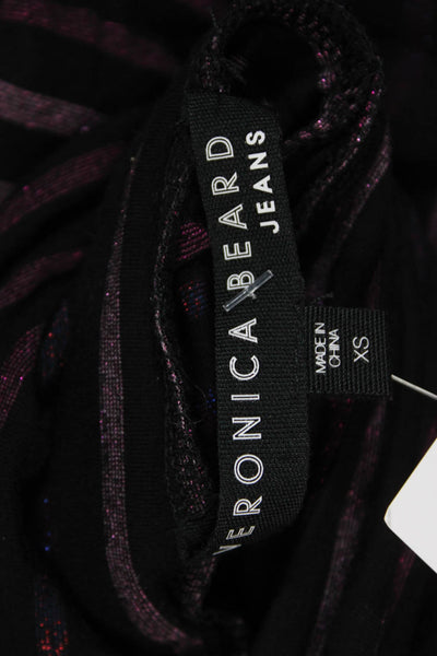 Veronica Beard Womens Black/Pink Striped Turtleneck Long Sleeve Blouse Size XS