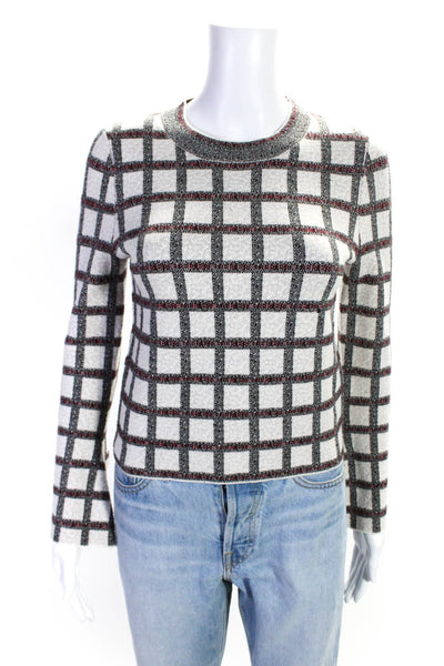 Derek Lam 10 Crosby Womens Beige/Black Wool Window Pane Sweater Top Size S
