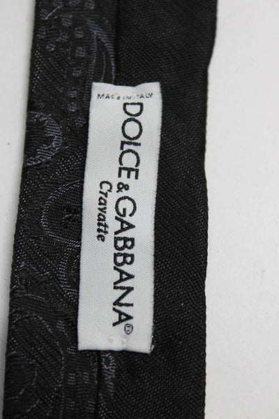 Dolce & Gabbana Mens Silk Paisley Print Classic Necktie Black