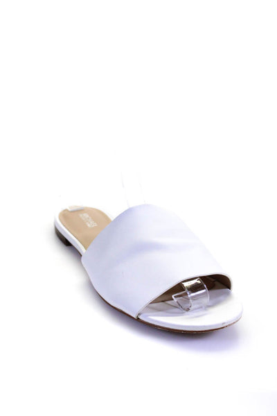 Michael Michael Kors Womens Leather Open Toe Slide Sandals White Size 8.5US