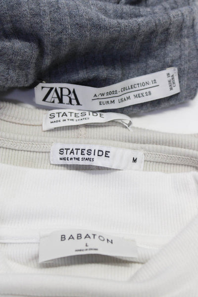 Stateside Babaton Zara Womens V-Neck Long Sleeve Crop Top Beige Size S M L Lot 4