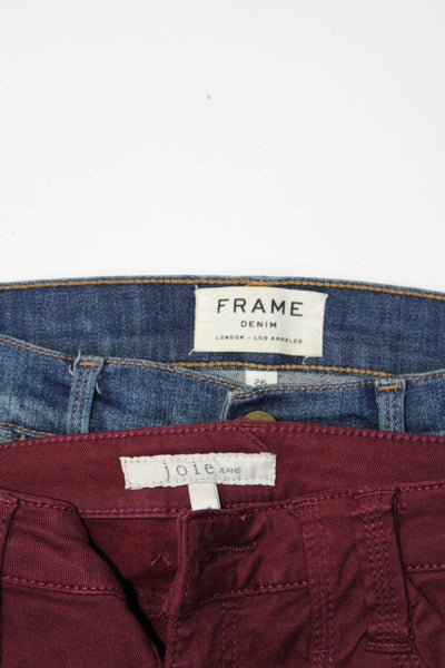 Joie Frame Women's Midrise Pockets Skinny Cargo Pant Burgundy Size 26 Lot 2