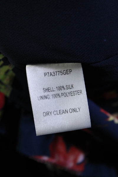 Parker Womens Navy Floral Silk Cold Shoulder Sleeveless Shift Dress Size XS