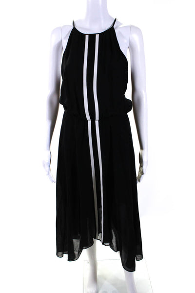 Parker Womens Black/White Silk Crew Neck Sleeveless Shift Dress Size XS