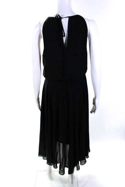 Parker Womens Black/White Silk Crew Neck Sleeveless Shift Dress Size XS