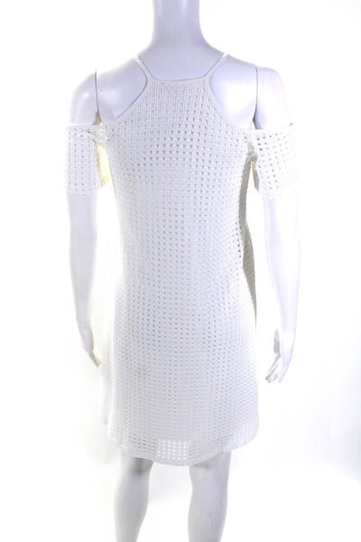 1.State Womens White Cut Out Cold Shoulder Short Sleeve A-Line Dress Size XS