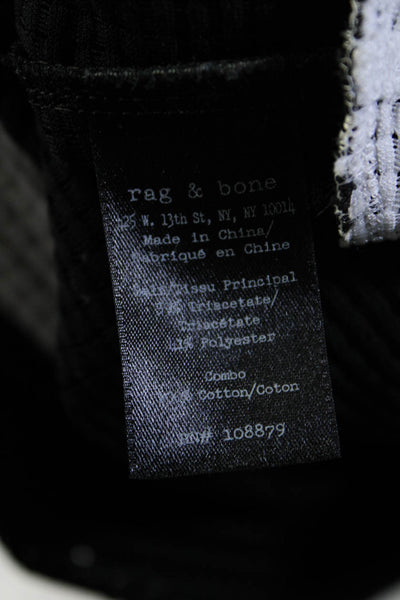 Rag & Bone Womens Crew Neck Open Knit Striped Tank Top Black White Size XS