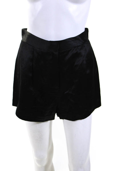 Intermix Womens Zipper Fly Mid Rise Satin Short Shorts Black Size 2