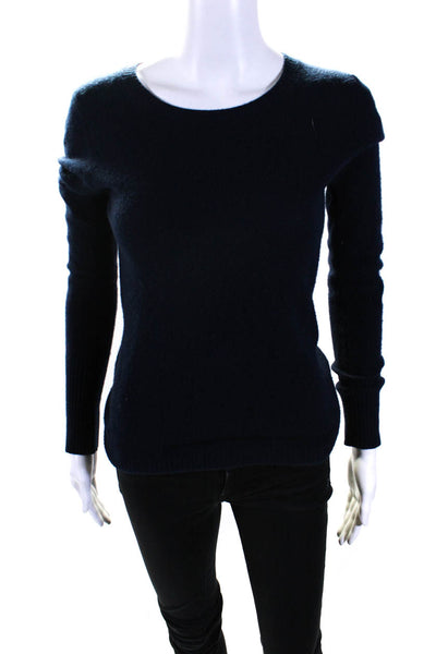 Autumn Cashmere Womens Crew Neck Long Sleeves Sweater Navy Blue Size Small
