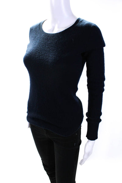 Autumn Cashmere Womens Crew Neck Long Sleeves Sweater Navy Blue Size Small