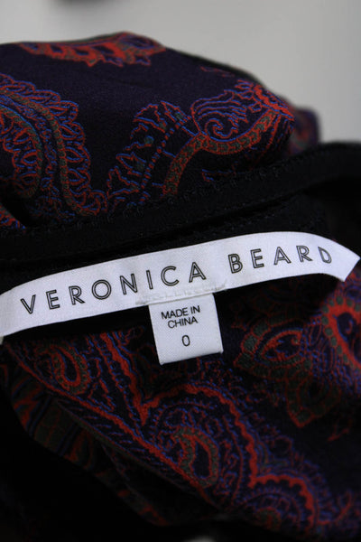 Veronica Beard Womens Silk Paisley Print V Neck Blouse Multi Colored Size 0