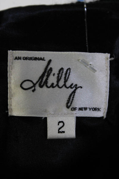 Milly Of New York Womens Black Wool Textured Knee Length A-Line Skirt Size 2