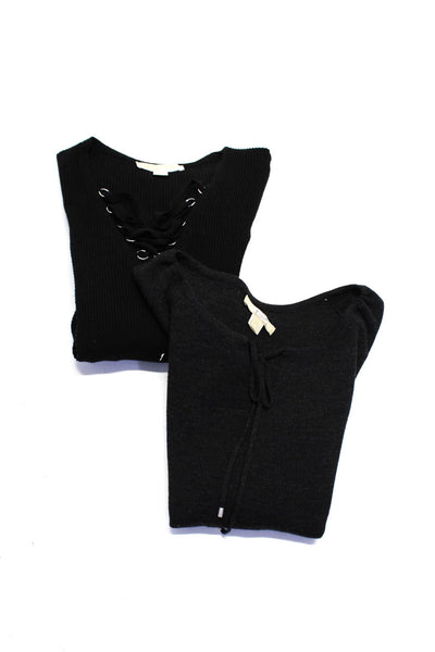 Michael Michael Kors Womens Black Lace Up Long Sleeve Sweater Top Size XS lot 2