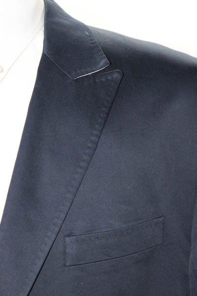 Robert Graham Mens Cotton Single Vented Two Button Blazer Jacket Blue Size 46