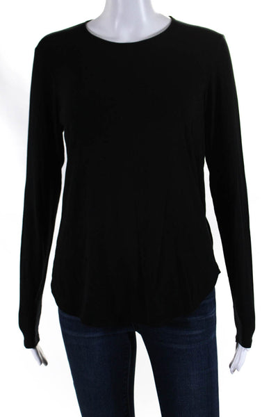 Theory Womens Long Sleeves Pullover Franata Ribbed Blouse Black Size Small
