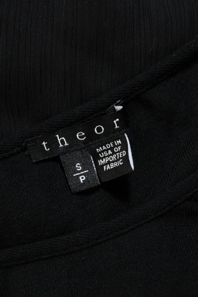 Theory Womens Long Sleeves Pullover Franata Ribbed Blouse Black Size Small