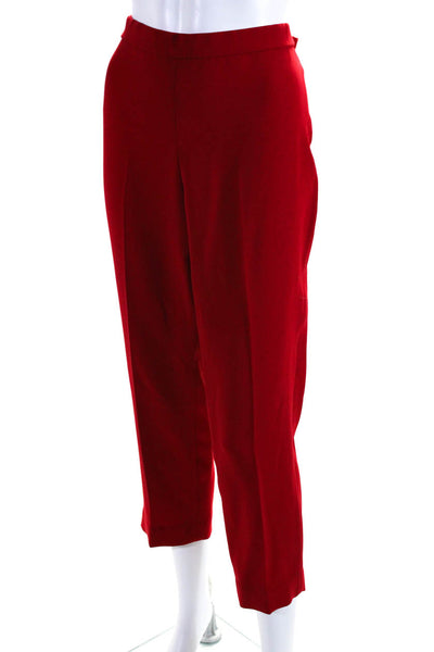 Theory Womens Mid Rise Elastic Waist Slim Leg Crop Capri Pants Red Size 12