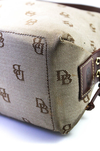 Dooney & Bourke Womens Leather Trim Monogram Canvas Tote Handbag Brown