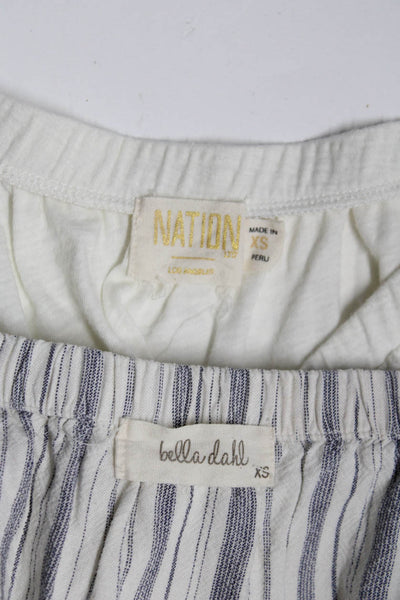 Nation LTD Bella Dahl Womens Off Shoulder Shirts White Blue Size XS Lot 2