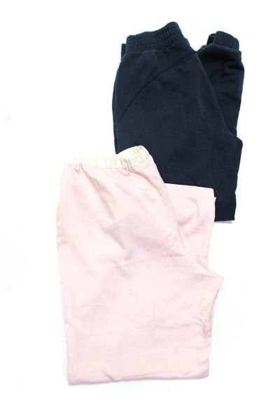 Natori LNDR Womens Satin Drawstring Wide Pajama Pants Pink Navy Size S M Lot 2
