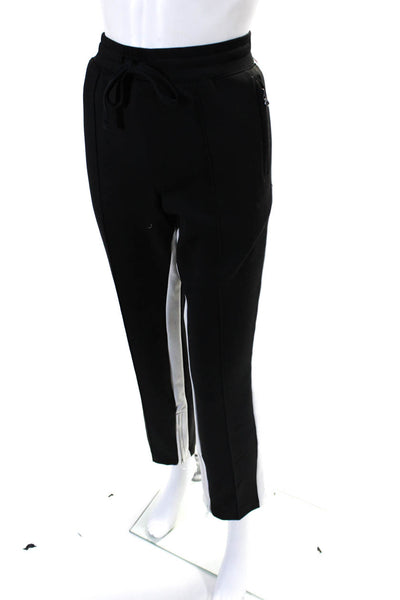 Pam & Gela Women's Drawstring Waist Zip Ankle Jogger Pant Black Size L