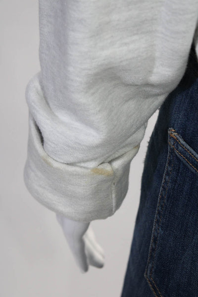 Joah Brown Women's Collared Quarter Zip Pockets Pullover Sweatshirt Gray Size S