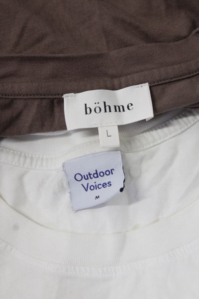 Bohme Outdoor Voices Womens Cotton Graphic Round Neck Tops Brown Size M L Lot 2
