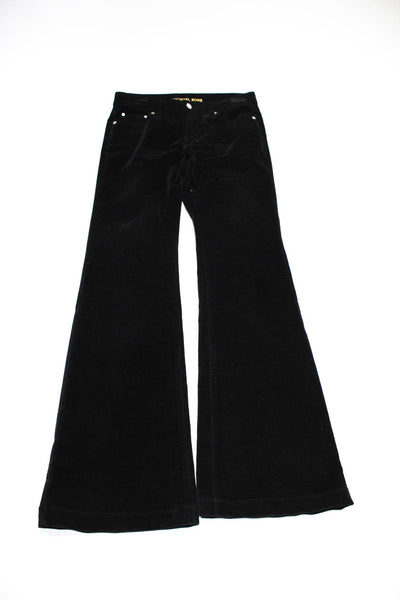 Michael Kors Theory Womens Black Velour High Rise Flare Leg Jeans Size 2 Lot 2