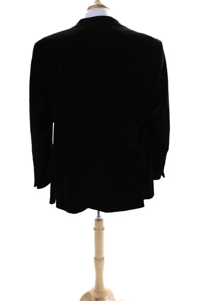 Black Saks Fifth Avenue Mens Velvet Double Vented Blazer Jacket Black Size 46R
