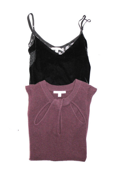 Roi Womens Sweater Tank Top Purple Black Size Small Extra Small Lot 2