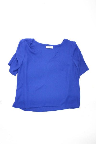 Babaton Ella Moss Womens V Neck Short Sleeves Blouses Blue Size Small Lot 2
