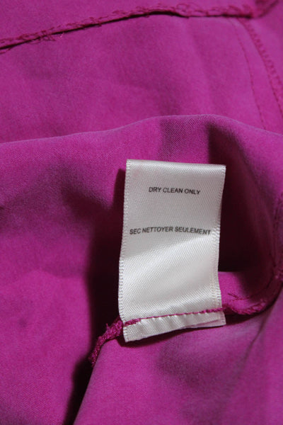 Rebecca Taylor Womens Silk V Neck Ruffle Trim Drawstring Dress Pink Size 0