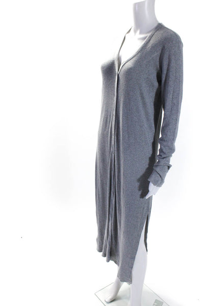 Wilt Womens Cotton Ribbed Long Sleeve V Neck Button Down Maxi Dress Gray Size XS