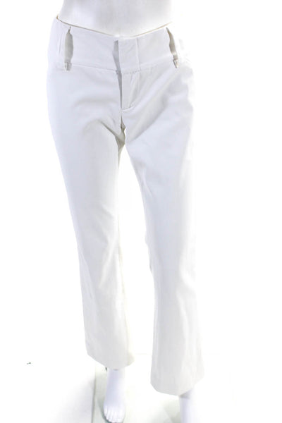 Alice + Olivia Womens Solid White Mid-Rise Bootcut Leg Trouser Pants Size 0