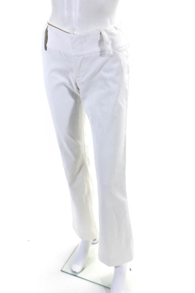 Alice + Olivia Womens Solid White Mid-Rise Bootcut Leg Trouser Pants Size 0