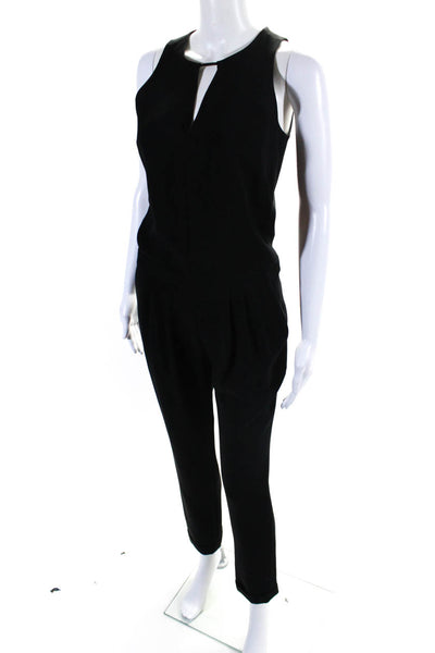 Rag & Bone Womens Black Crew Neck Sleeveless Cuff Straight Leg Jumpsuit Size 00