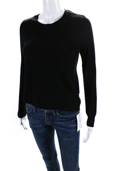 J Brand Womens Long Sleeve Sheer Back Merino Wool Sweatshirt Black Size XS