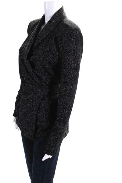 Bitte Kai Rand Womens Sparkly Long Sleeve Wrap Blazer Jacket Black Size XS