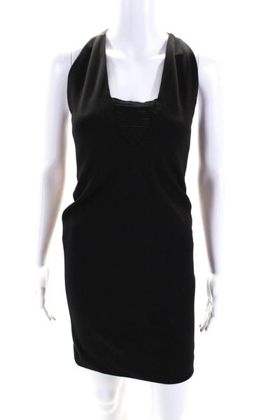 Solace London Womens Mesh Panel V-Neck Sleeveless Zip Up Mini Dress Black Size 2