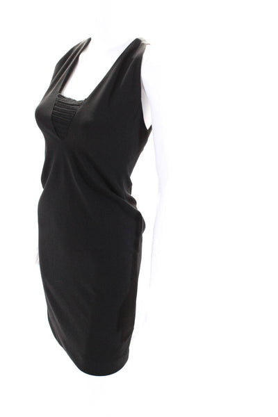 Solace London Womens Mesh Panel V-Neck Sleeveless Zip Up Mini Dress Black Size 2