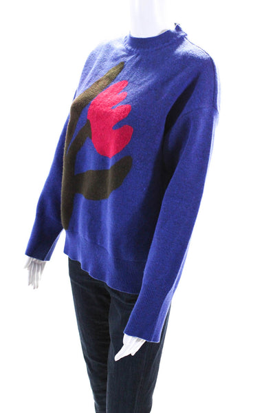 Scotch & Soda Womens Graphic Print Crew Neck Pullover Sweater Top Blue Size XS