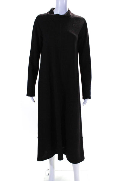 Vitamin Womens Long Sleeve Mock Neck A Line Maxi Dress Black Size M