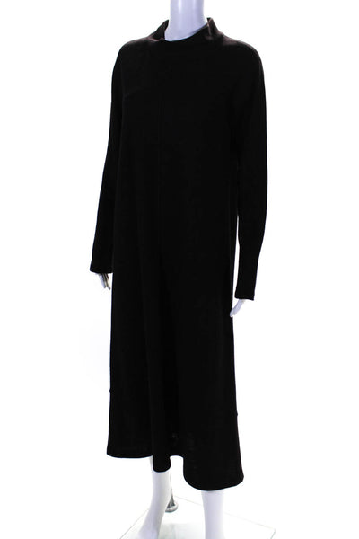 Vitamin Womens Long Sleeve Mock Neck A Line Maxi Dress Black Size M