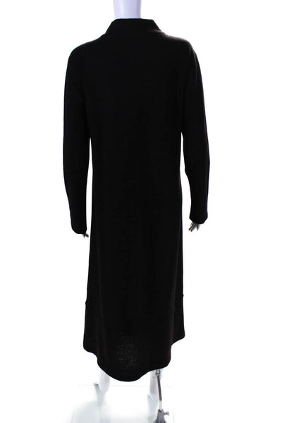 Vitamin Womens Long Sleeve Mock Neck A Line Maxi Dress Black Size M